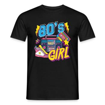 80s girls theme party gift - Men's T-Shirt - black - Front - AI Model Male 178 light (178cm)
