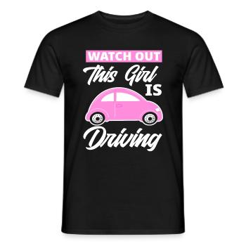 Novice driver's license girl gift - Men's T-Shirt - black - Front - AI Model Male 178 light (178cm)