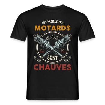 Meilleurs chauves motards, idée cadeau humour moto - T-shirt homme - noir - Devant - AI Model Male 178 light (178cm)