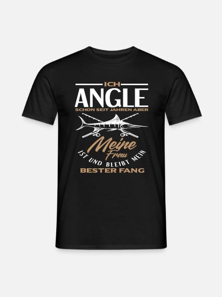 Angeln Ehe Frau Liebe - Männer T-Shirt - Schwarz
