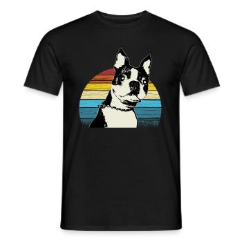 Retro Boston Bull Terrier Dog Puppy Boston Terrier - Men's T-Shirt - black - Front - AI Model Male 178 light (178cm)