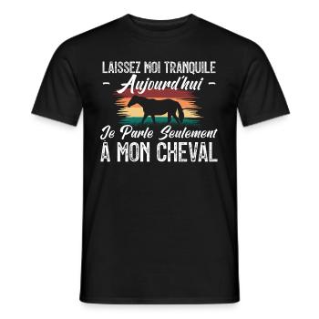 Je parle seulement à mon cheval. cadeau cavalier. - T-shirt homme - noir - Devant - AI Model Male 178 light (178cm)
