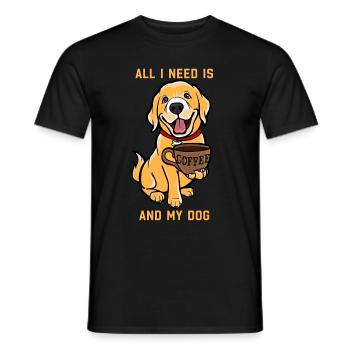 Alles, was ich brauche, ist Kaffee und mein Hund - Männer T-Shirt - Schwarz - Vorne - AI Model Male 178 light (178cm)