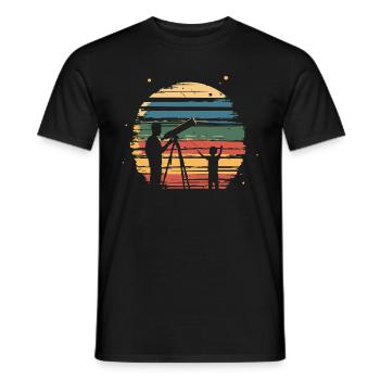 Vater Sohn Teleskop Astronomie Vintage - Männer T-Shirt - Schwarz - Vorne - AI Model Male 178 light (178cm)