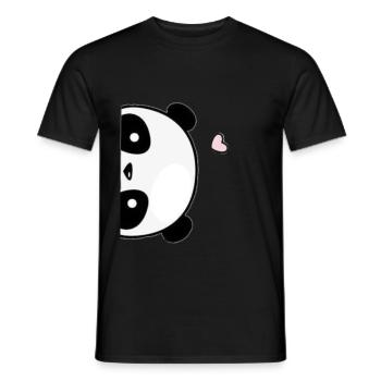Cute panda love - Men's T-Shirt - black - Front - AI Model Male 178 light (178cm)