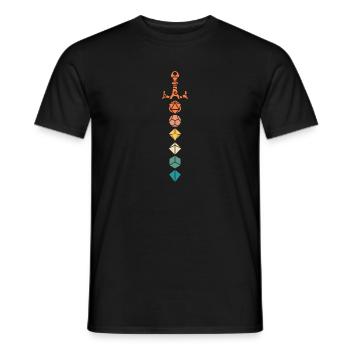 Retro Polyedrisches Würfelset Schwert des Paladins - Männer T-Shirt - Schwarz - Vorne - AI Model Male 178 light (178cm)