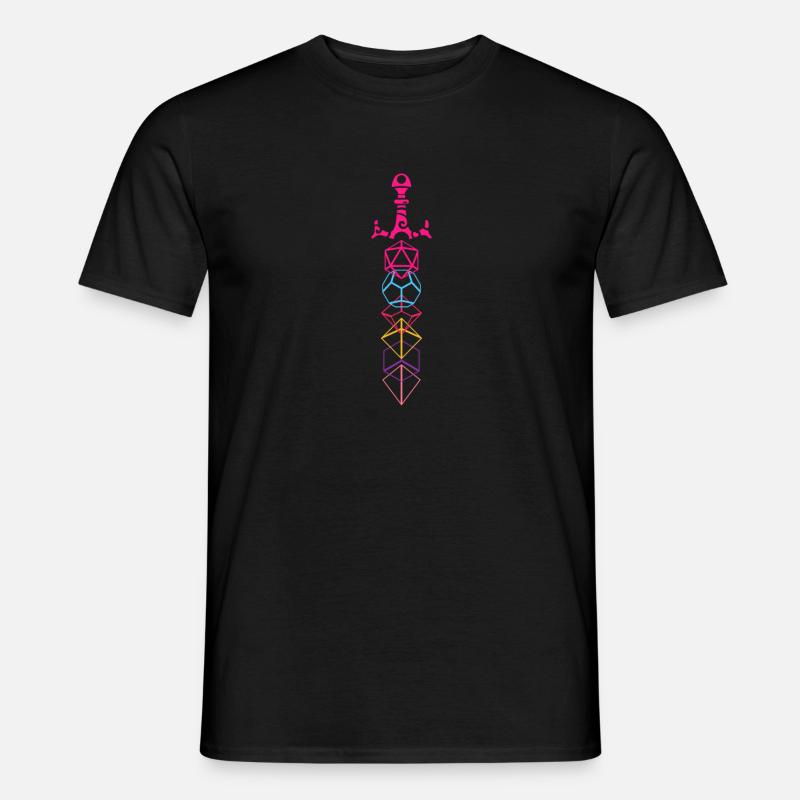 Synthwave Polyedral D20 Würfel Tabletop-Rollenspiel - Männer T-Shirt - Schwarz