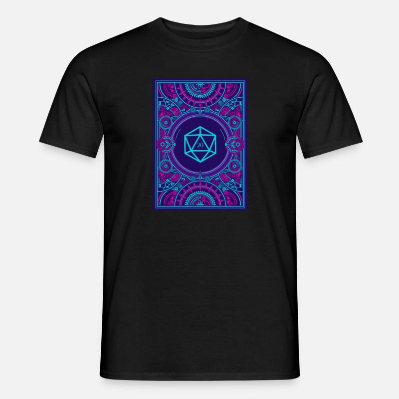 Synthwave Polyhedral D20 Dice Retrowave Steampunk - T-shirt homme - noir