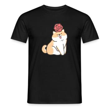 Kawaii Dog With Polyhedal D20 Dice Doge Lovers - Men's T-Shirt - black - Front - AI Model Male 178 light (178cm)