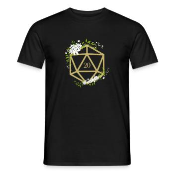 Floral Polyhedral D20 Dice of the Druid - Men's T-Shirt - black - Front - AI Model Male 178 light (178cm)