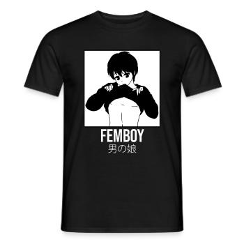 Femboy Japanese Anime Boy Gay Pride Crossdressing - Men's T-Shirt - black - Front - AI Model Male 178 light (178cm)