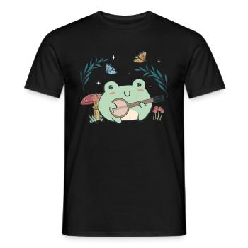 Cottagecore Aesthetic Kawaii Frosch spielt Banjo - Männer T-Shirt - Schwarz - Vorne - AI Model Male 178 light (178cm)