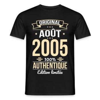 20th Anniversary - Original - August 2005 - Men's T-Shirt - black - Front - AI Model Male 178 light (178cm)