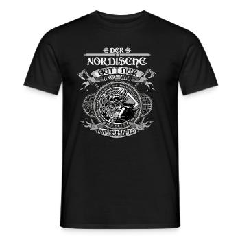 Wikinger Nordische Mythologie -Odin - Männer T-Shirt - Schwarz - Vorne - AI Model Male 178 light (178cm)