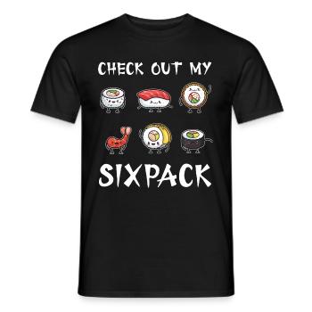 Sushi amusant Check Out My SIXpack Kawaii Japon - T-shirt homme - noir - Devant - AI Model Male 178 light (178cm)