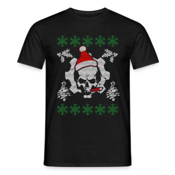 Laid Crâne de Noël cadeau de Noël - T-shirt homme - noir - Devant - AI Model Male 178 light (178cm)