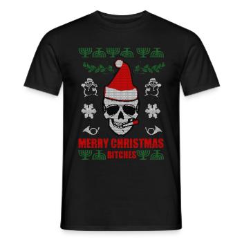 Laid Crâne de Noël Joyeux Noël cadeau de Noël - T-shirt homme - noir - Devant - AI Model Male 178 light (178cm)