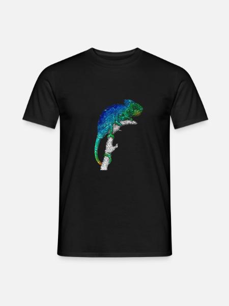 Chamäleon bunt farbig - Männer T-Shirt - Schwarz