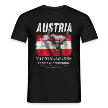 Austria Hirsch Autriche Fahne Geschenk - T-shirt homme - noir - Devant - AI Model Male 178 light (178cm)
