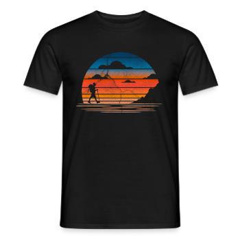 Retro Backpacker Hiking Vintage Design Men Women - Männer T-Shirt - Schwarz - Vorne - AI Model Male 178 light (178cm)