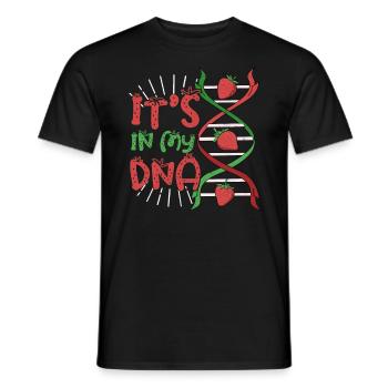 Strawberry Summer ITS IN MY DNA vegan biology nerd - Men's T-Shirt - black - Front - AI Model Male 178 light (178cm)