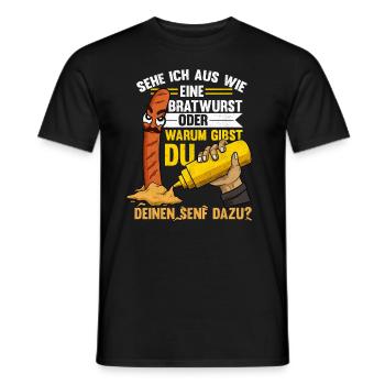 Imbiss Spruch, Senf dazugeben, Bratwurst - Männer T-Shirt - Schwarz - Vorne - AI Model Male 178 light (178cm)