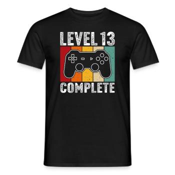 13th birthday - 13 years Gamer Level 13 complete - Men's T-Shirt - black - Front - AI Model Male 178 light (178cm)
