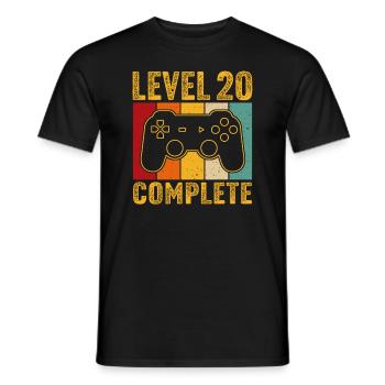 20.Geburtstag - 20 Jahre Gamer Level 20 complete - Männer T-Shirt - Schwarz - Vorne - AI Model Male 178 light (178cm)