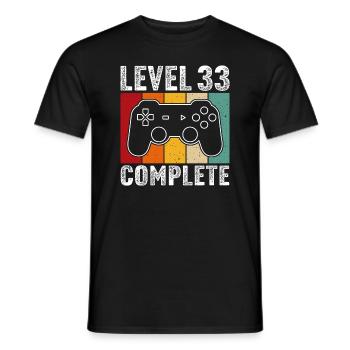 33.Geburtstag - 33 Jahre Gamer Level 33 complete - Männer T-Shirt - Schwarz - Vorne - AI Model Male 178 light (178cm)