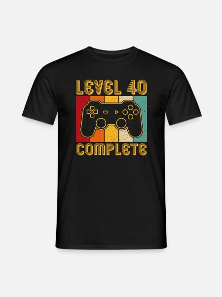40.Geburtstag - 40 Jahre Gamer Level 40 complete - Männer T-Shirt - Schwarz