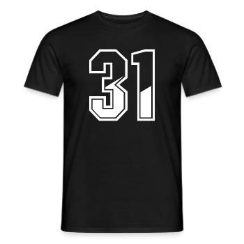 31 ans maillot numéro 31 T-shirt numéro 31 - T-shirt homme - noir - Devant - AI Model Male 178 light (178cm)