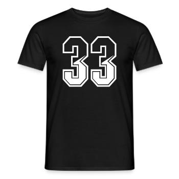33 years jersey number 33 T-shirt number 33 - Men's T-Shirt - black - Front - AI Model Male 178 light (178cm)