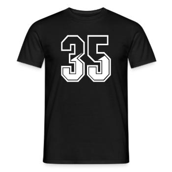 35 years jersey number 35 T-shirt number 35 - Men's T-Shirt - black - Front - AI Model Male 178 light (178cm)