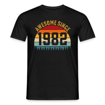 Awesome since 1982 retro t-shirt 1982 - Männer T-Shirt - Schwarz - Vorne - AI Model Male 178 light (178cm)