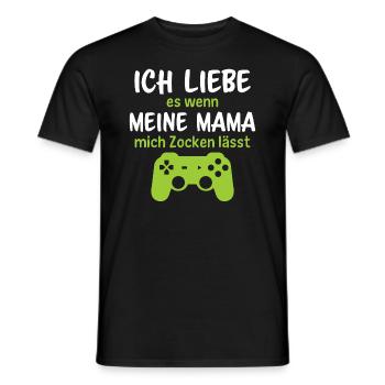 Ich liebe es wenn meine mama mich zocken lässt - Männer T-Shirt - Schwarz - Vorne - AI Model Male 178 light (178cm)