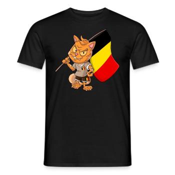 Fan Katze Belgien - Männer T-Shirt - Schwarz - Vorne - AI Model Male 178 light (178cm)