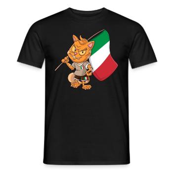 Italien Fan Katze - Männer T-Shirt - Schwarz - Vorne - AI Model Male 178 light (178cm)