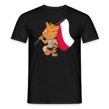 Poland Fan Cat - Men's T-Shirt - black - Front - AI Model Male 178 light (178cm)