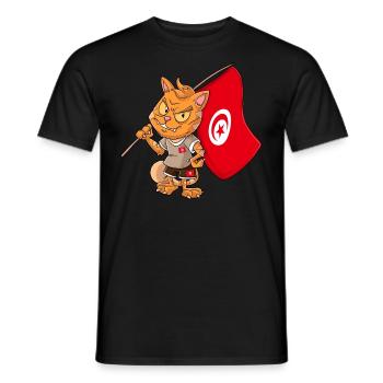 Tunisia Fan Cat - Men's T-Shirt - black - Front - AI Model Male 178 light (178cm)