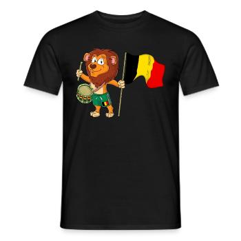 Lion au drapeau belge - T-shirt homme - noir - Devant - AI Model Male 178 light (178cm)