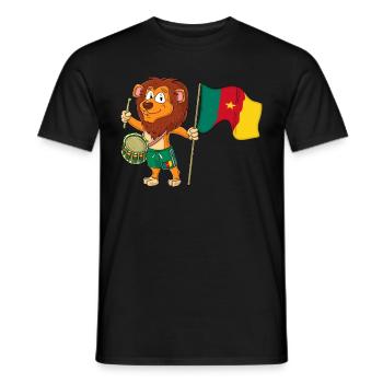 Löwe mit der Kamerun Fahne - Männer T-Shirt - Schwarz - Vorne - AI Model Male 178 light (178cm)