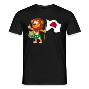 Lion with the Japanese flag - Men's T-Shirt - black - Front - AI Model Male 178 light (178cm)