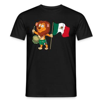 Lion avec le drapeau du Mexique - T-shirt homme - noir - Devant - AI Model Male 178 light (178cm)
