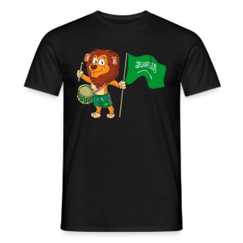 Lion avec le drapeau saoudien - T-shirt homme - noir - Devant - AI Model Male 178 light (178cm)