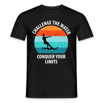 Water skis, water skis, water skiers - Men's T-Shirt - black - Front - AI Model Male 178 light (178cm)