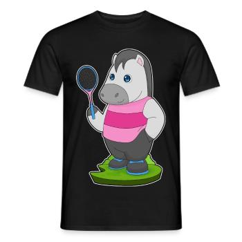 Raquette de tennis de tennis à cheval - T-shirt homme - noir - Devant - AI Model Male 178 light (178cm)