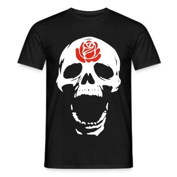 Der weiße Totenkopf und die Rose - Männer T-Shirt - Schwarz - Vorne - AI Model Male 178 light (178cm)