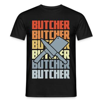 Retro Butcher - Men's T-Shirt - black - Front - AI Model Male 178 light (178cm)