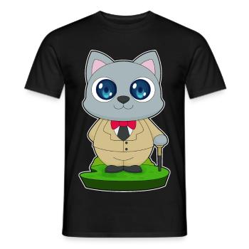 Canne de marche pour pensionnaires chats - T-shirt homme - noir - Devant - AI Model Male 178 light (178cm)