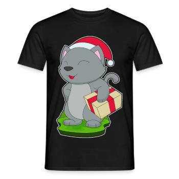 Forfait Noël chat - T-shirt homme - noir - Devant - AI Model Male 178 light (178cm)